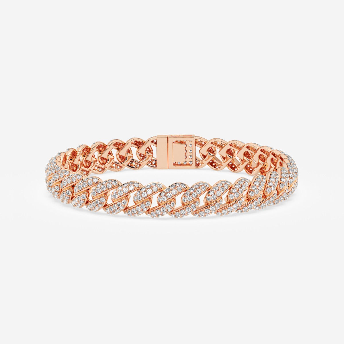 7 ctw Round Lab Grown Diamond Cuban Link Bracelet - 8 Inches
